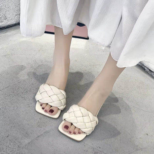 2023 Women's Luxury High Heel Slides - 7cm Mules and Summer Sandals - Stylish Blue Fashion Footwear