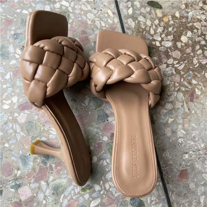 2023 Women's Luxury High Heel Slides - 7cm Mules and Summer Sandals - Stylish Blue Fashion Footwear