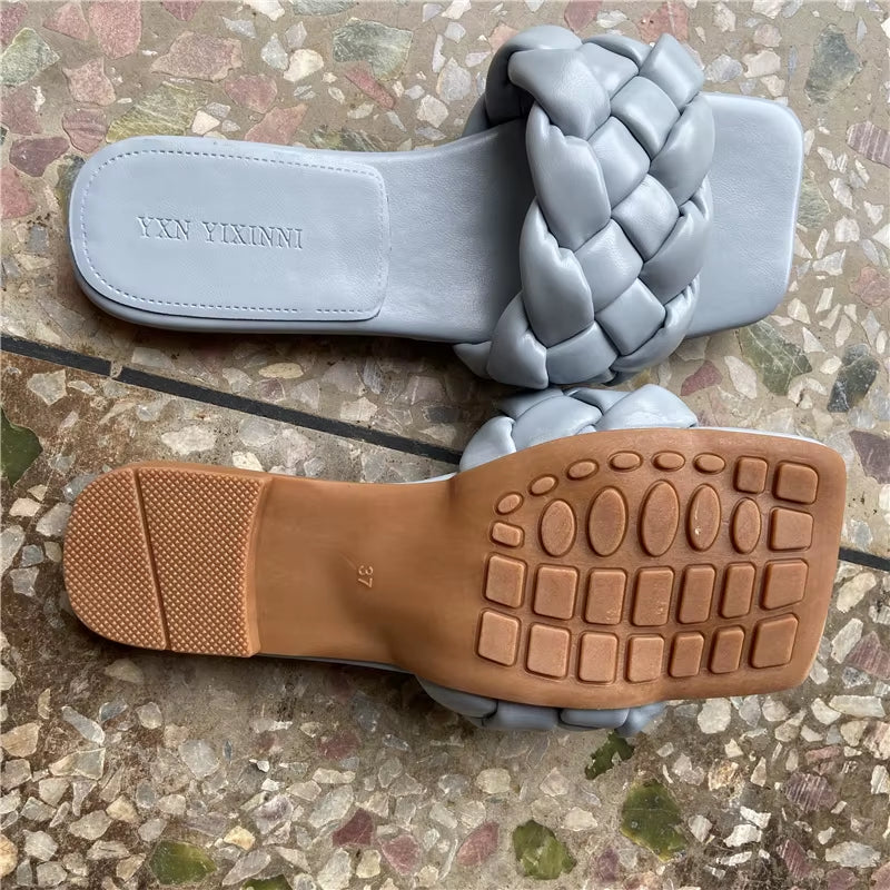 2023 Women's Luxury High Heel Slides - 7cm Mules and Summer Sandals - Stylish Blue Fashion Footwear